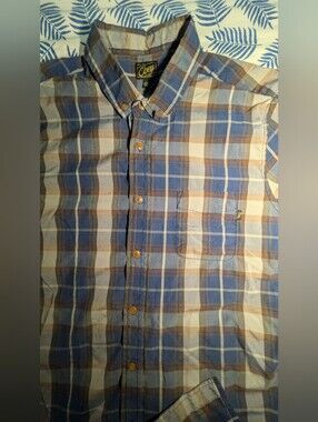 Obey Men’s Blue and Brown Plaid Button-Down Shirt